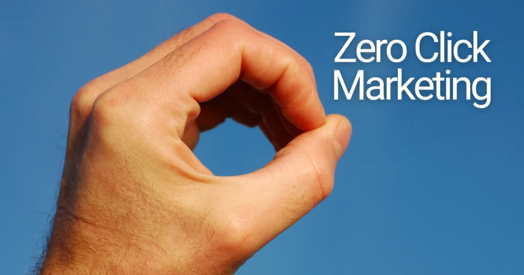 Photo of a palm pointing to “Zero-Click Marketing” text by Suhail K M, best digital marketing strategist in Kerala.