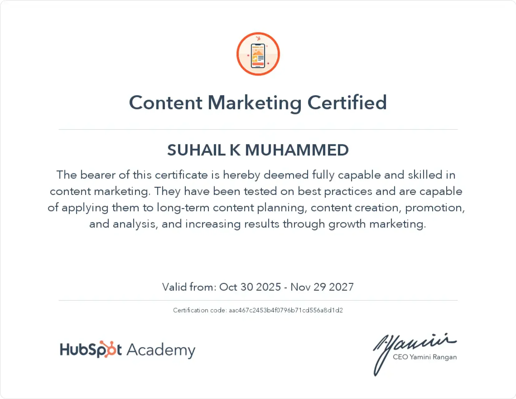 Content Marketing  Certification